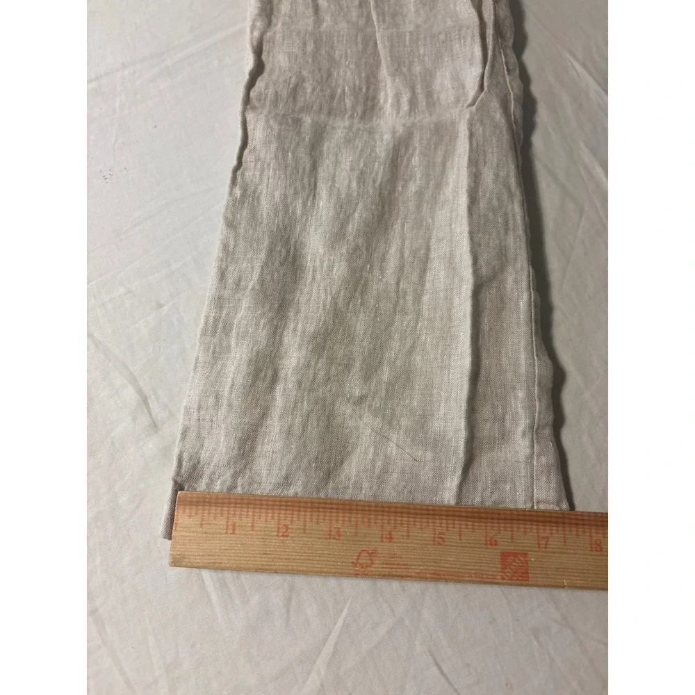 Linen Drawstring Pants Mens 37x31.5 Oatmeal Beige Straight Leg Coastal Excellent